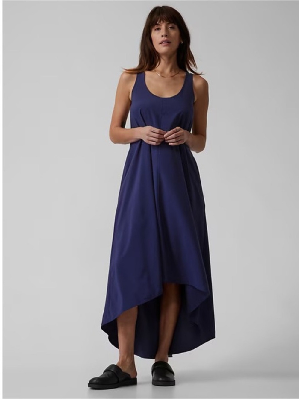 Athleta Prisidio Traveler Navy Scoop-Neck High-Low Maxi Dress